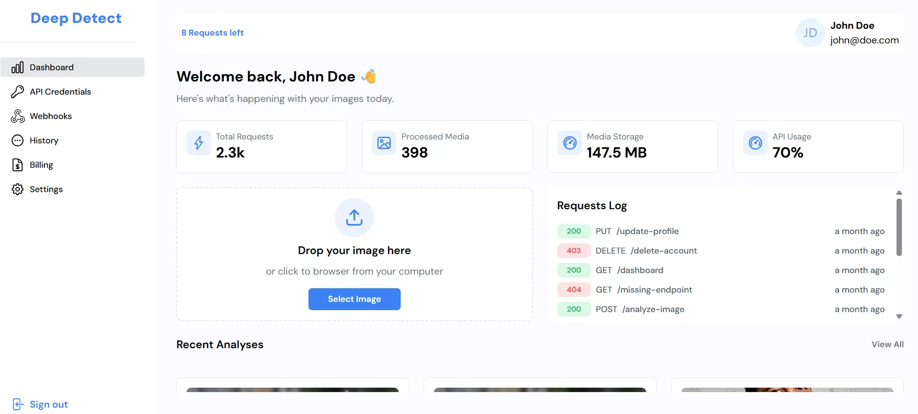 Deep Detect Dashboard